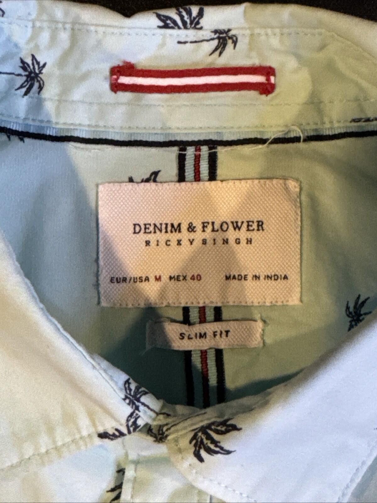 Denim & Flower Denim & Flower Men's Med Slim SS Button Down Palm Tree (637) Size US M / EU 48-50 / 2 - 4 Thumbnail