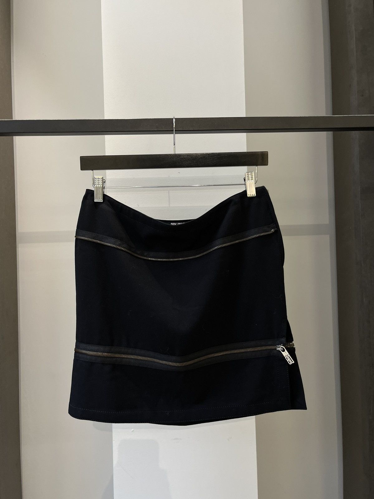 image of Dirk Bikkembergs Vintage 90's Zip Skirt in Black, Women's (Size 28)