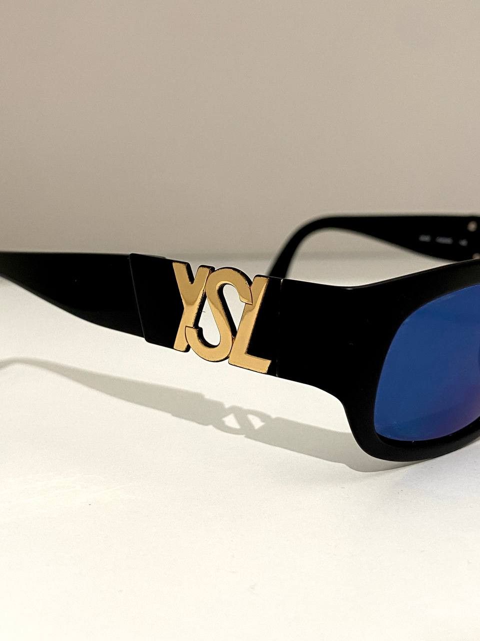 Yves Saint Laurent Yves Saint Laurent YSL Big Gold Logo Black Retro Sunglasses Size ONE SIZE - 6 Thumbnail
