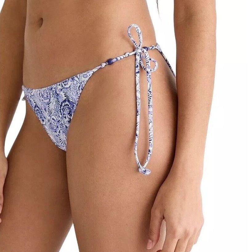 J.Crew NWT J. Crew Cheeky String Bikini Bottom w Beads Floral XXL Size ONE SIZE - 1 Thumbnail