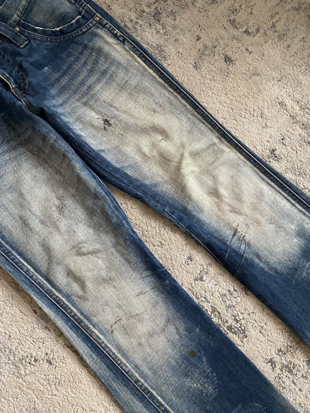Tornado Mart Washed Oil Stain Flare Denim Size US 35 - 3 Thumbnail