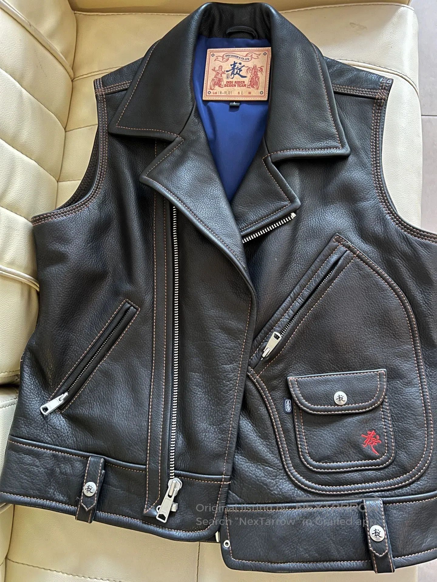 INDI Leather Motorcycle Vest for Men.