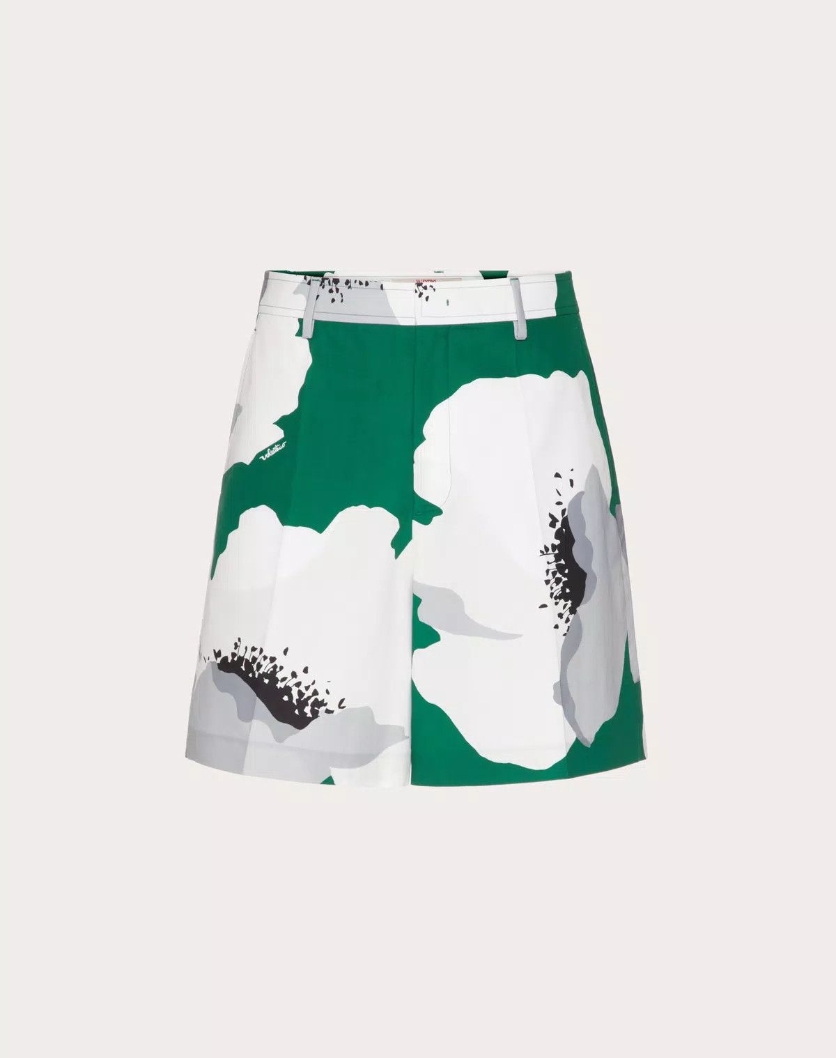 Valentino oc11z0725 Cotton Poplin Bermuda Shorts in White/Green Size US 28 / EU 44 - 1 Thumbnail