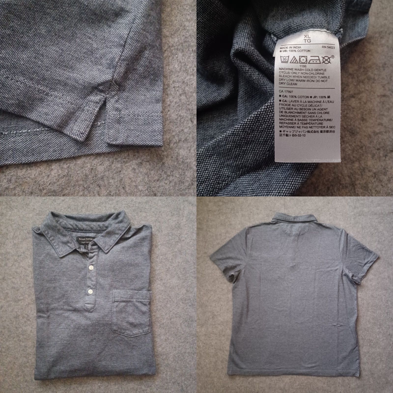 Banana Republic Banana Republic Polo Shirt Men XL Heather Gray Short Sleeve Pocket Preppy Casual Button Knit Size US XL / EU 56 / 4 - 9 Thumbnail