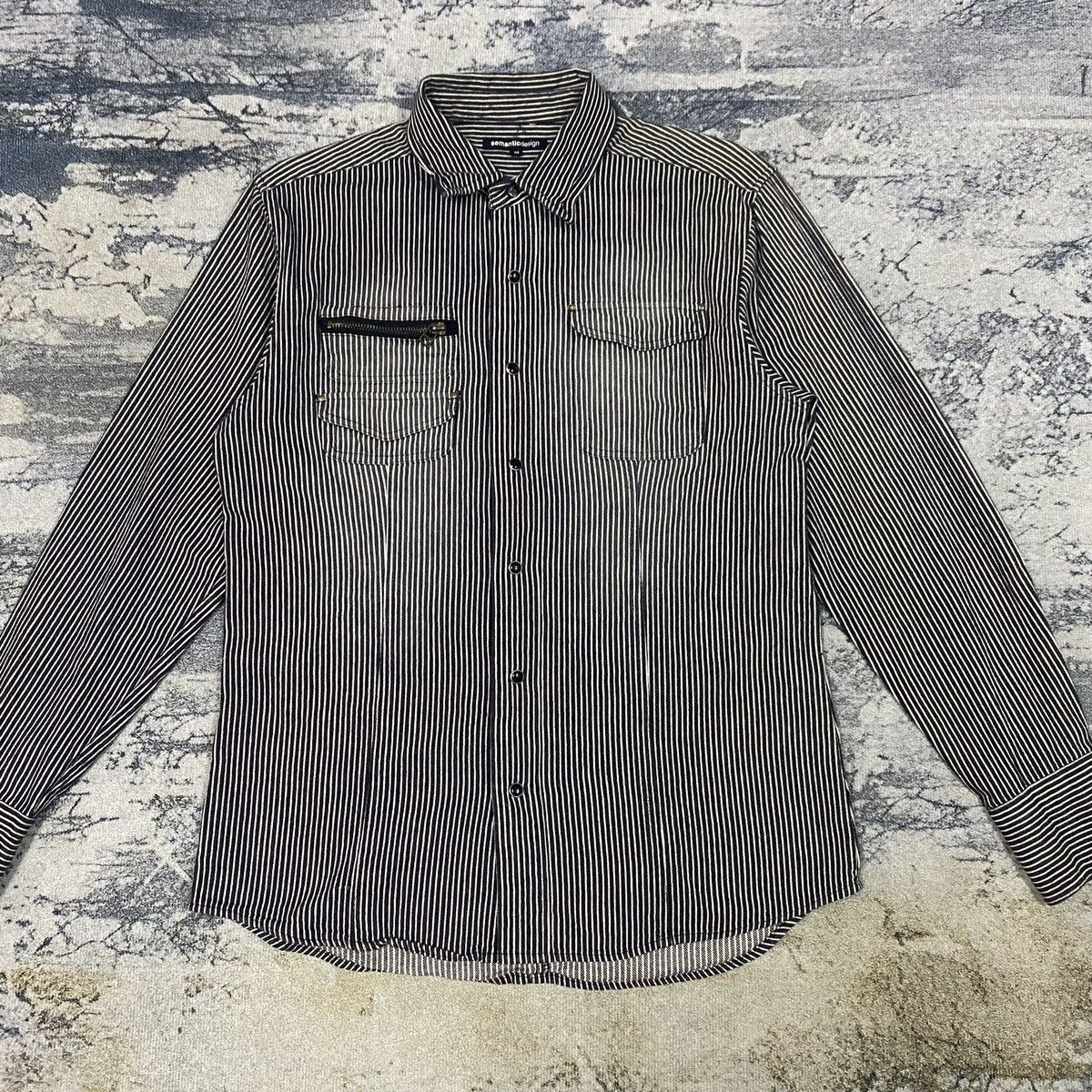 Japanese Brand × semanticdesign Vintage Sematic Design Hickory Stripes Button Up Size M / US 6-8 / IT 42-44 - 2 Thumbnail