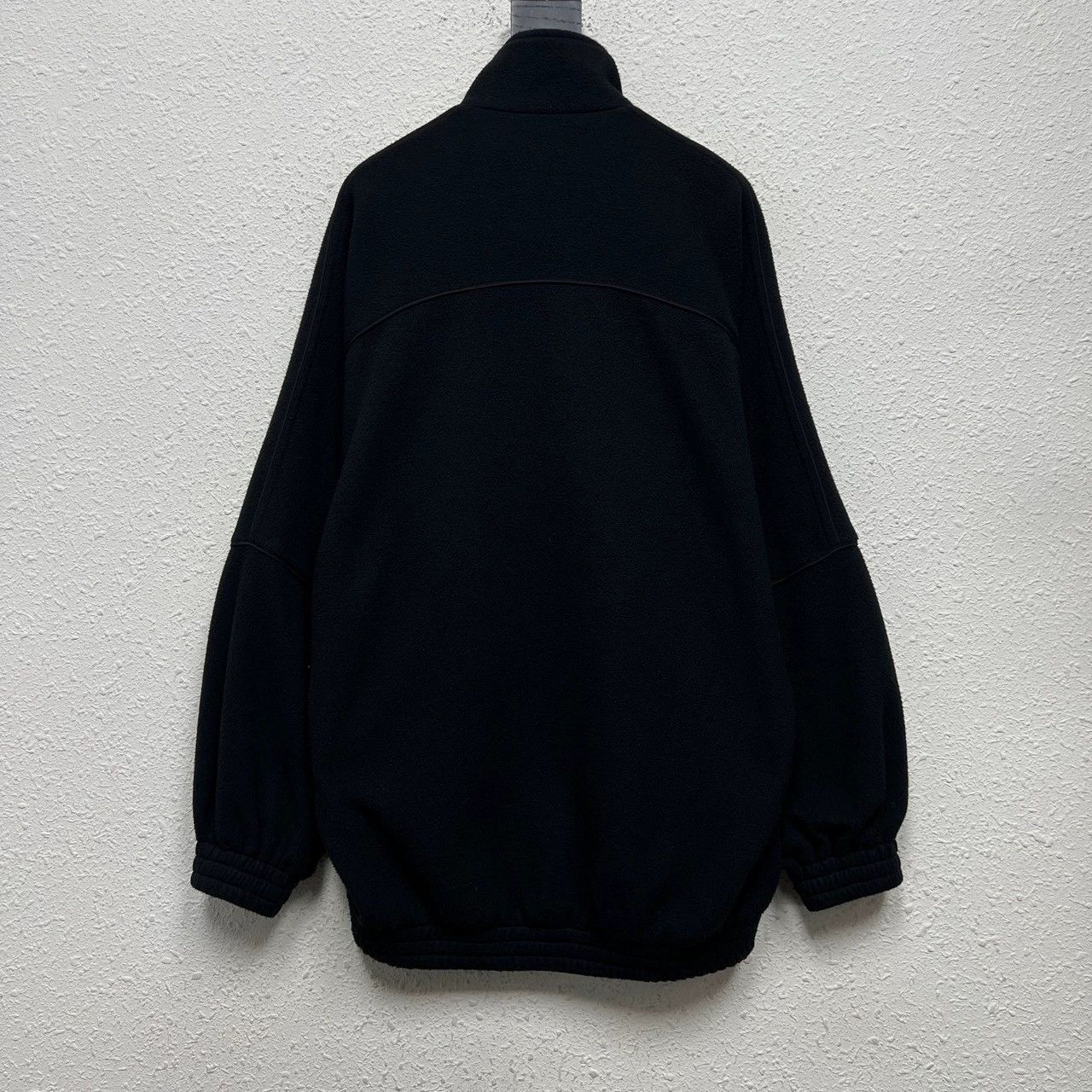 balenciaga logo embroidered black fleece jacket