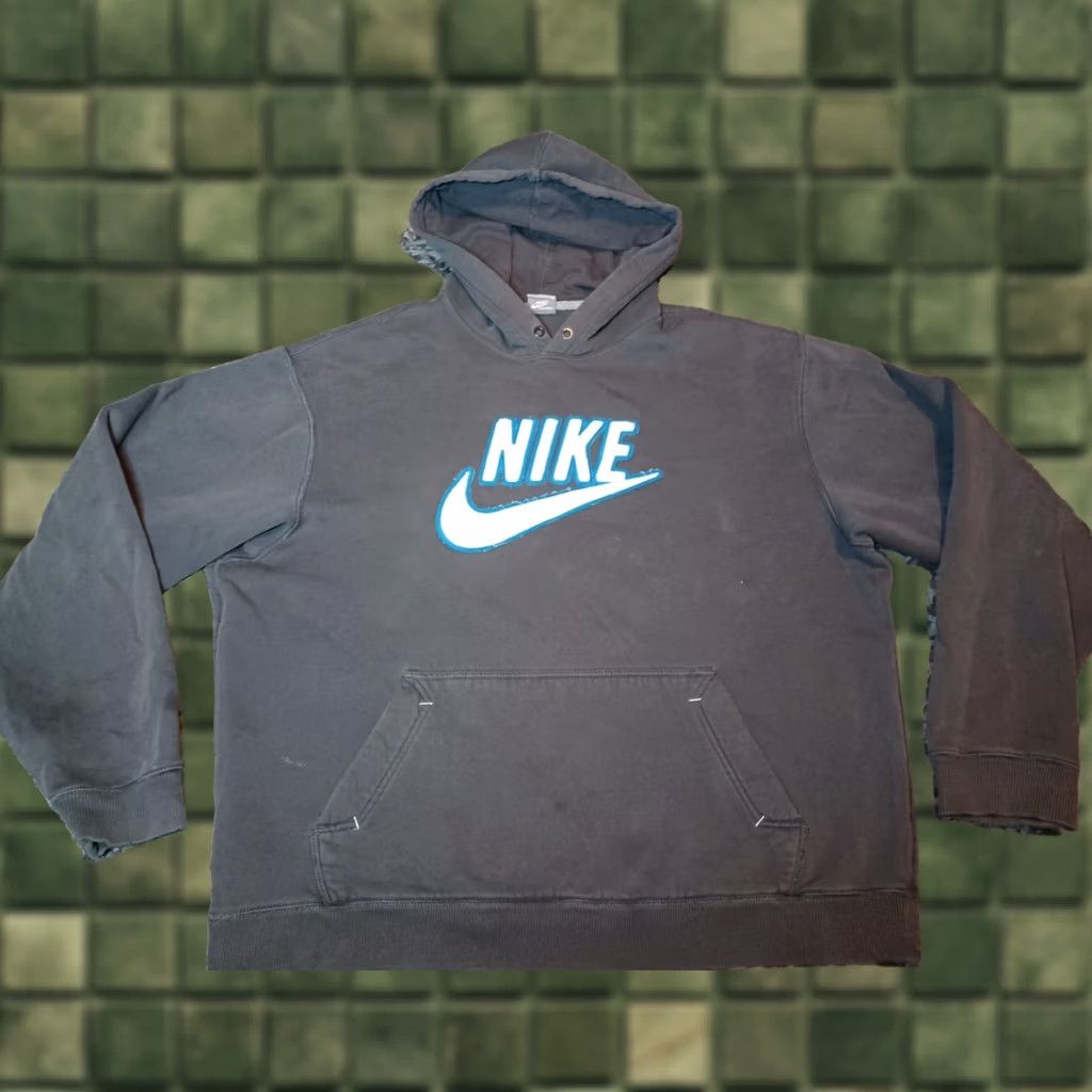 Nike VINTAGE Nike Hoodie Check Embroidered Big Swoosh Logo Gray XL Mens Size US XL / EU 56 / 4 - 1 Thumbnail
