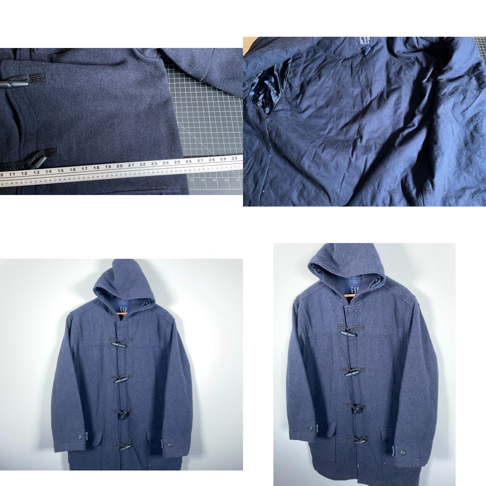 Gap GAP Wool Duffle Coat Men’s XL Dark Blue Heavyweight Overcoat Size US XL / EU 56 / 4 - 9 Thumbnail