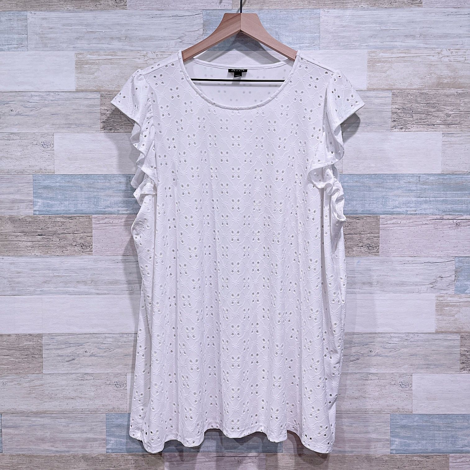 Other TORRID Eyelet Jersey Crew Neck Ruffle Top Womens Plus 4X Size 4XL / US 24-26 - 2 Thumbnail