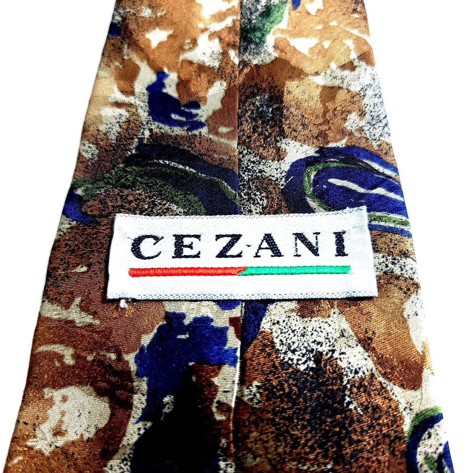 Designer Cezani Italy Brown Blue Abstract Floral Jacquard Print Short Size ONE SIZE - 3 Thumbnail