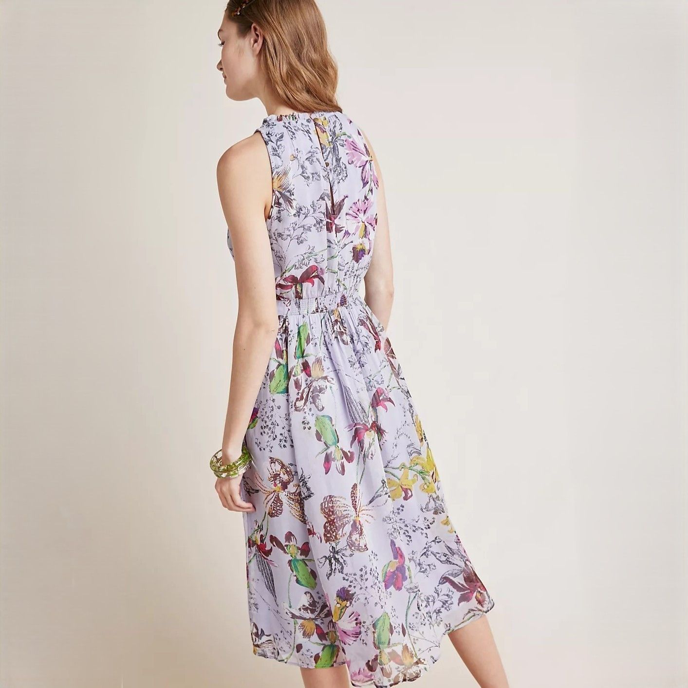 Anthropologie Hermia Midi Dress in Floral Motif in size 8 NWT MSRP $170 Size M / US 6-8 / IT 42-44 - 4 Thumbnail