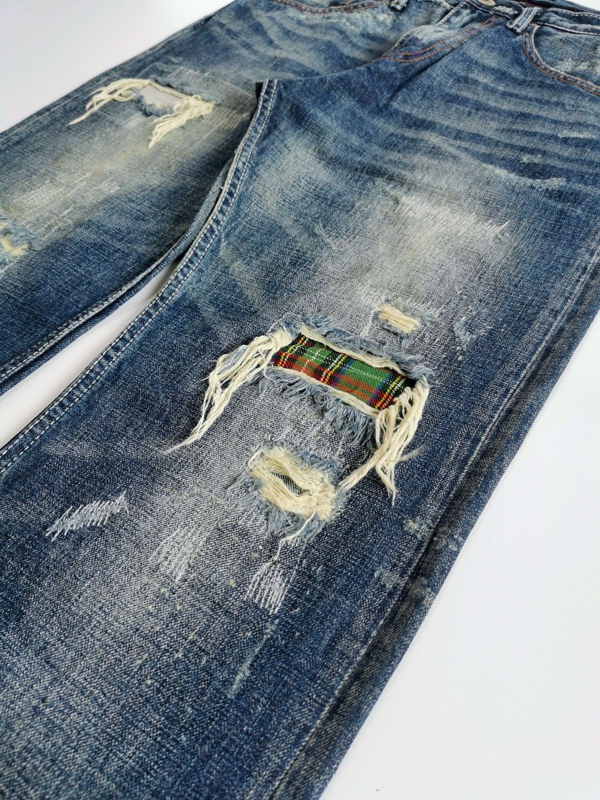 Takeo Kikuchi Takeo Kikuchi Plaid Patchwork Denim Jeans ERD Grunge Size US 31 - 2 Thumbnail