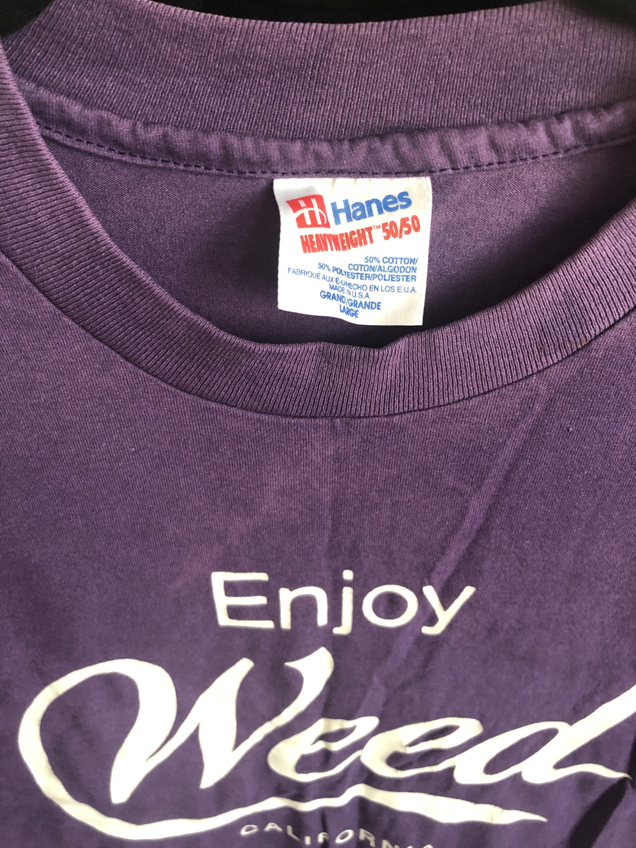 Hanes Vintage Single Stitch "Enjoy Weed, California" T-Shirt Size US L / EU 52-54 / 3 - 5 Thumbnail