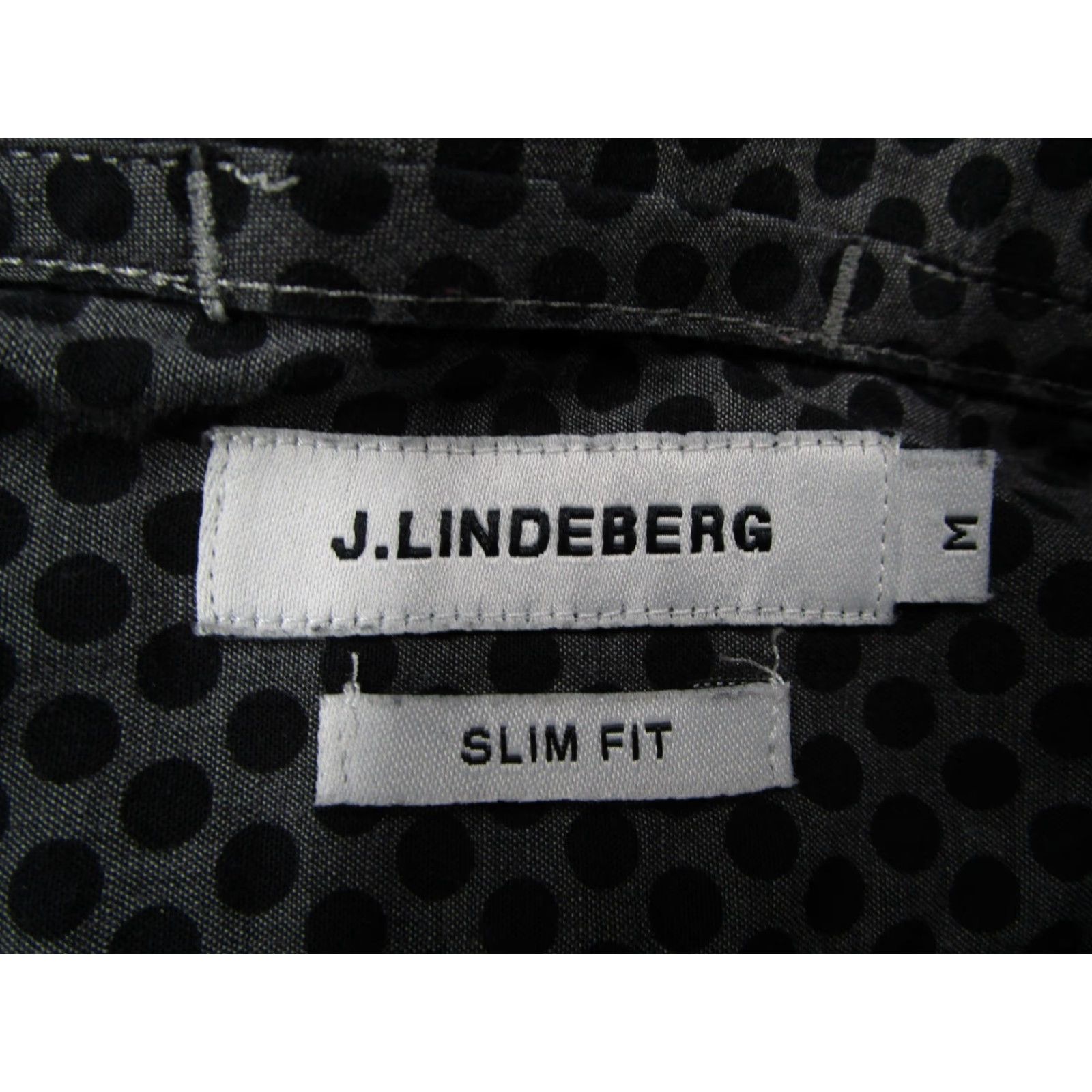 J.Lindeberg Dress Shirt Mens M Gray Polka Dot Slim Fit Button Down Shirt