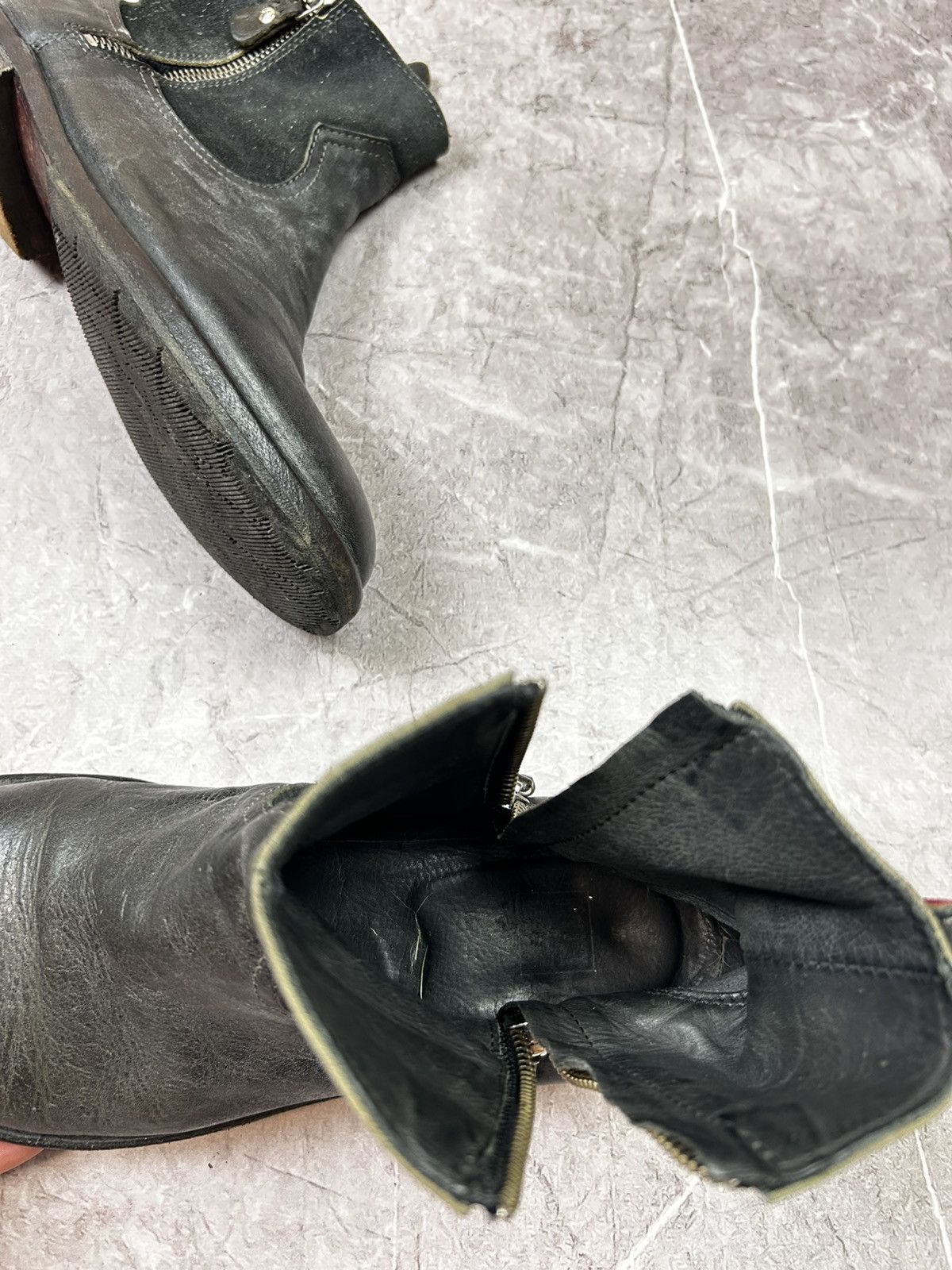MoMA Women's Moma Biker Chelsea Leather Ankle Boots Dual Zip Size US 9 / IT 39 - 12 Thumbnail