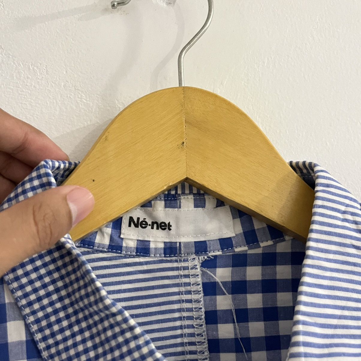 Ne-Net Ne net Issey miyake - Gingham Striped Unique Cut Button Up Size US M / EU 48-50 / 2 - 5 Thumbnail