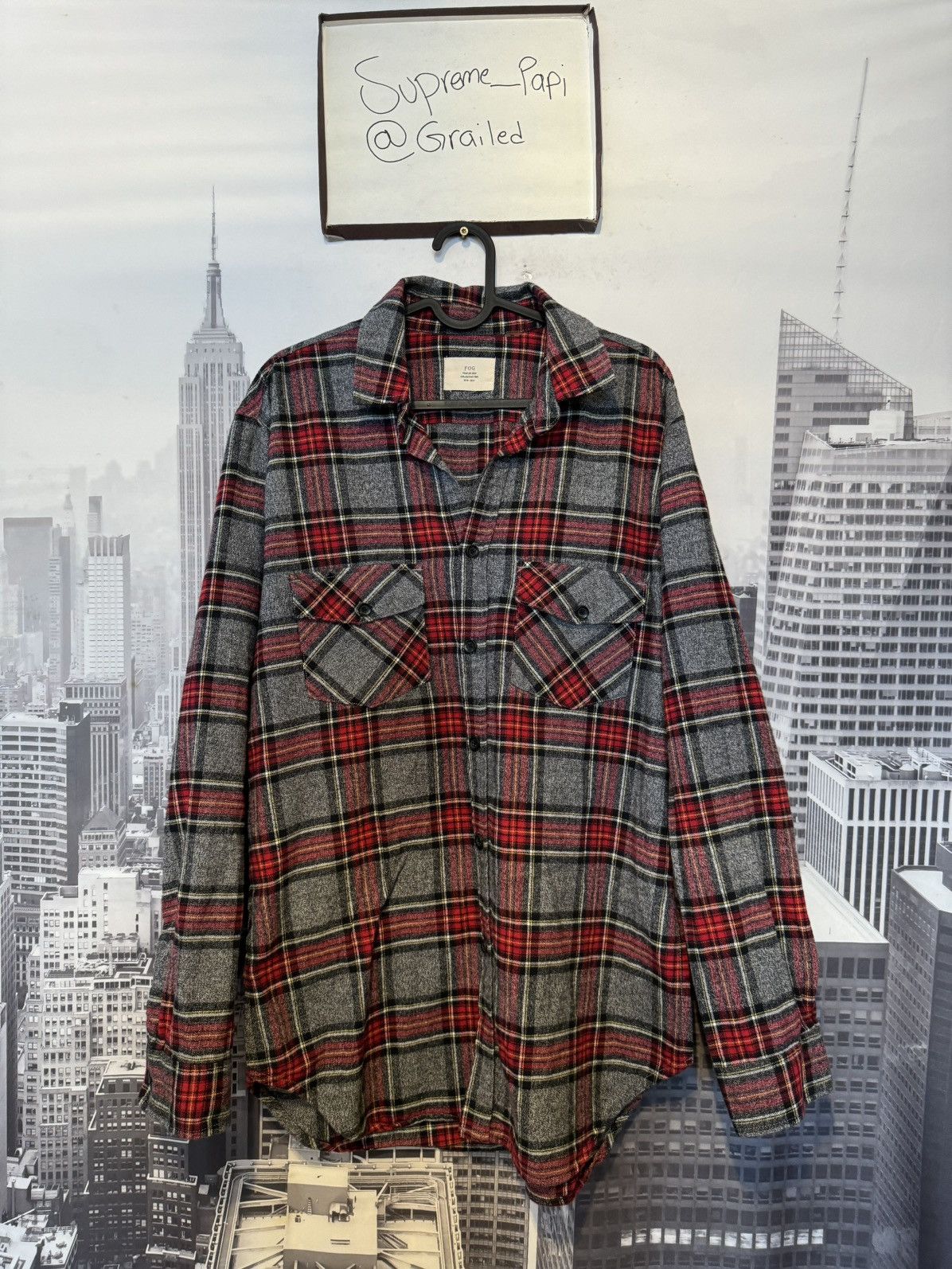 🔥FOG Fear of God Collection Two Flannel Grey SZ Med 16-17’