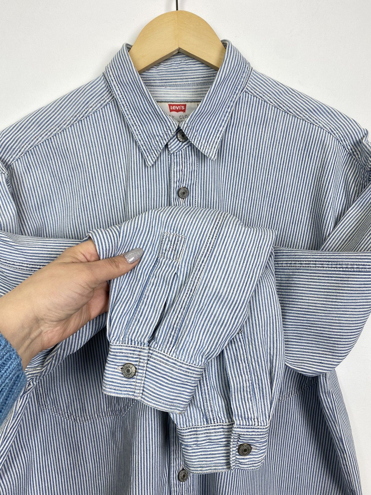 Levi's Vintage 90’s Levi’s Striped Shirt Heavyweight Men’s Y2K Blue Size US M / EU 48-50 / 2 - 4 Thumbnail