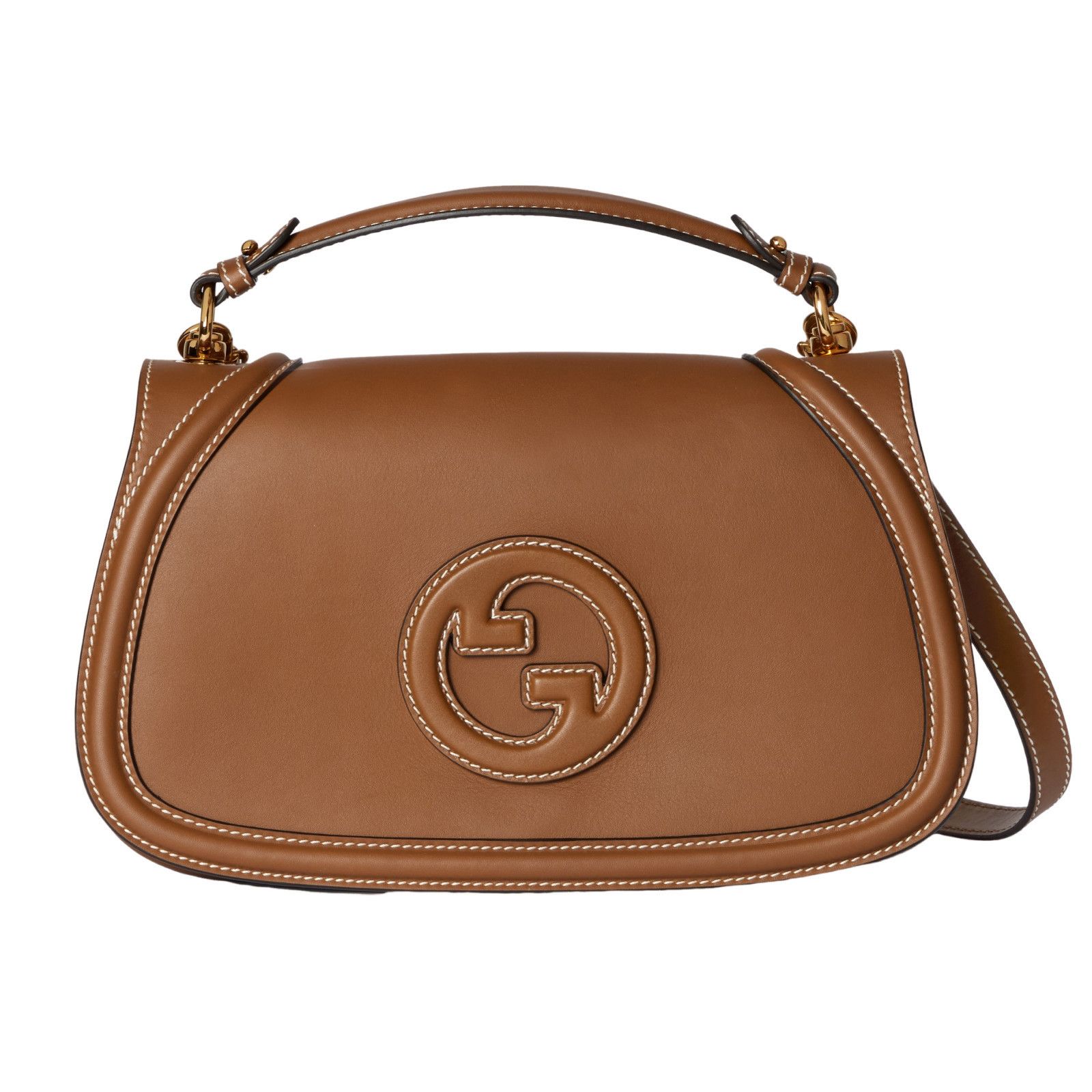 GUCCI Blondie Large $4390 Brown Leather Top Handle Bag New A