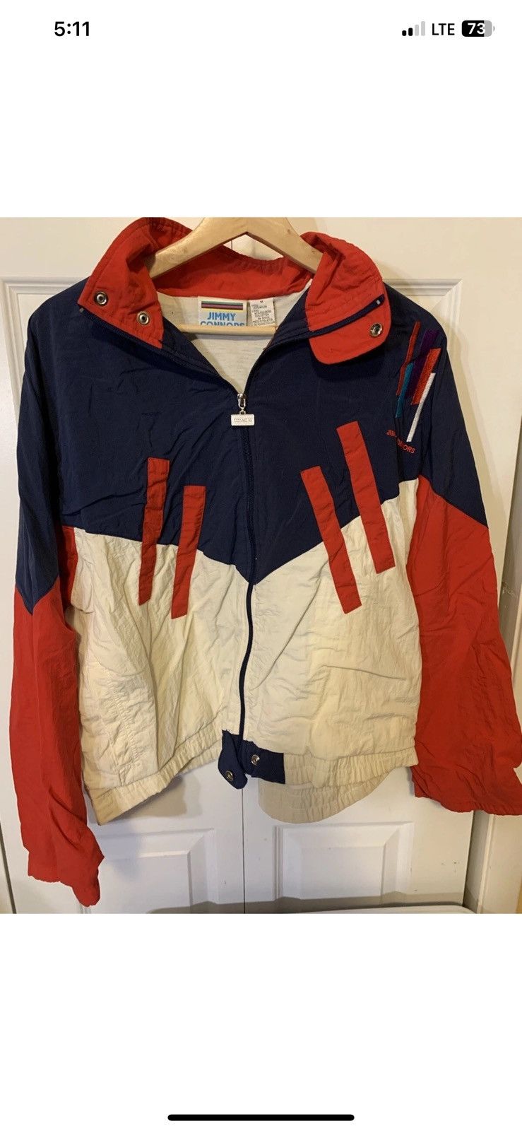 Other Jimmy Connors mens sz M windbreaker jacket blue red white Size US M / EU 48-50 / 2 - 5 Thumbnail