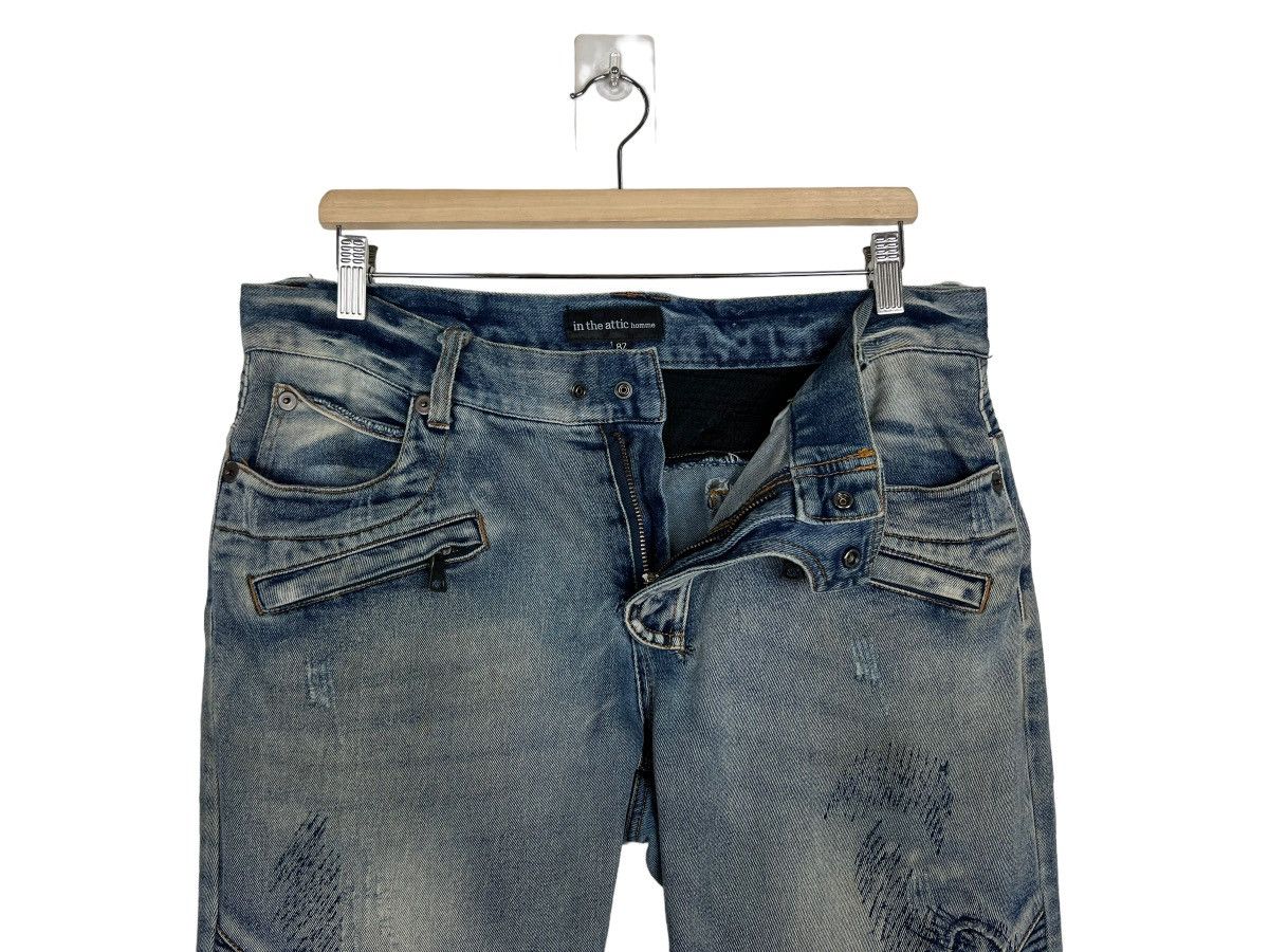 In The Attic 🔥 IN THE ATTIC BIKER MOTO DYED BROKEN DENIM SLIM FIT Size US 36 / EU 52 - 10 Thumbnail