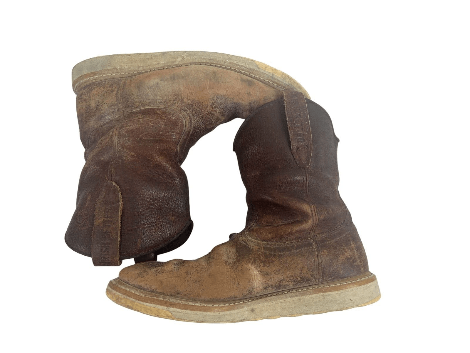 Red Wing vtg Irish Setter Destroyed Brown Leather Boots Size 12 Size US 12 / EU 45 - 4 Thumbnail