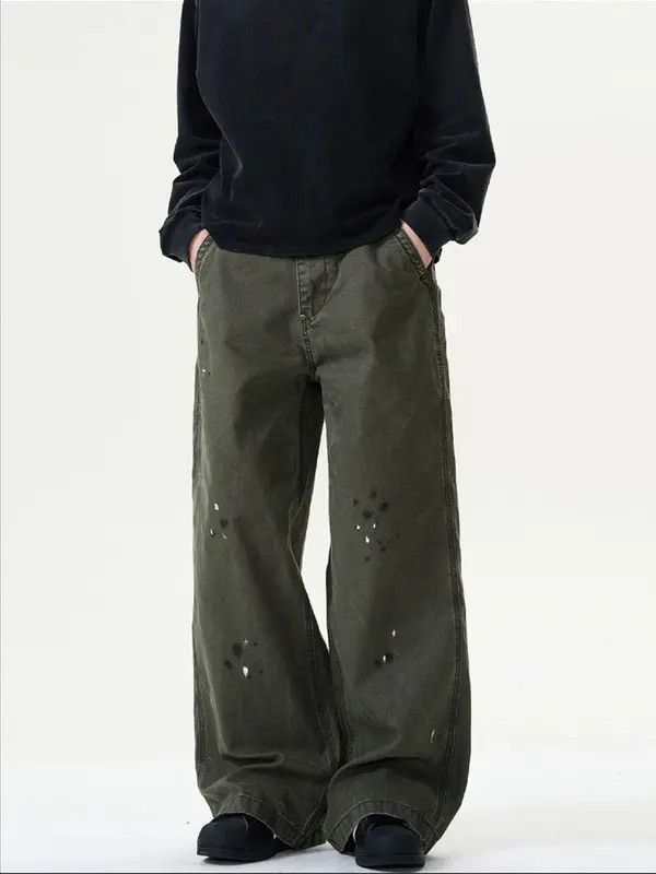 Japanese Brand nji American retro ink-splashed loose workwear jeans for men Size US 32 / EU 48 - 8 Thumbnail