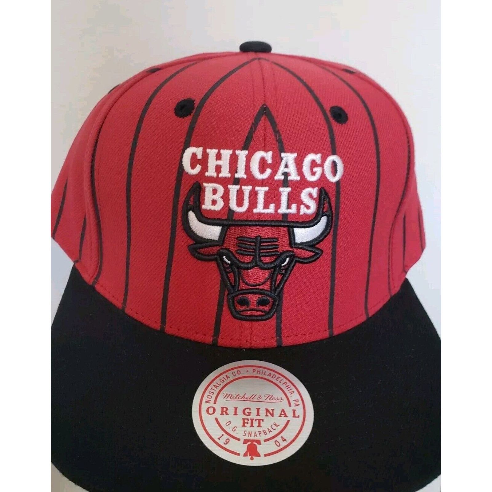 Mitchell & Ness Chicago Bulls Hat Cap Pinstripe Snapback Red Mitchell & Ness Size ONE SIZE - 1 Thumbnail