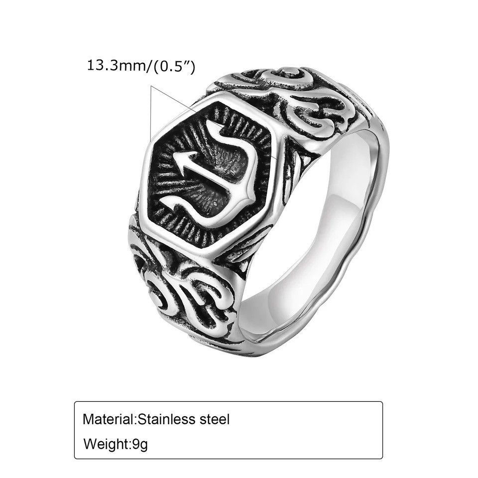 Jewelry × Vintage 13mm Tridant Signet Ring Size ONE SIZE - 3 Thumbnail