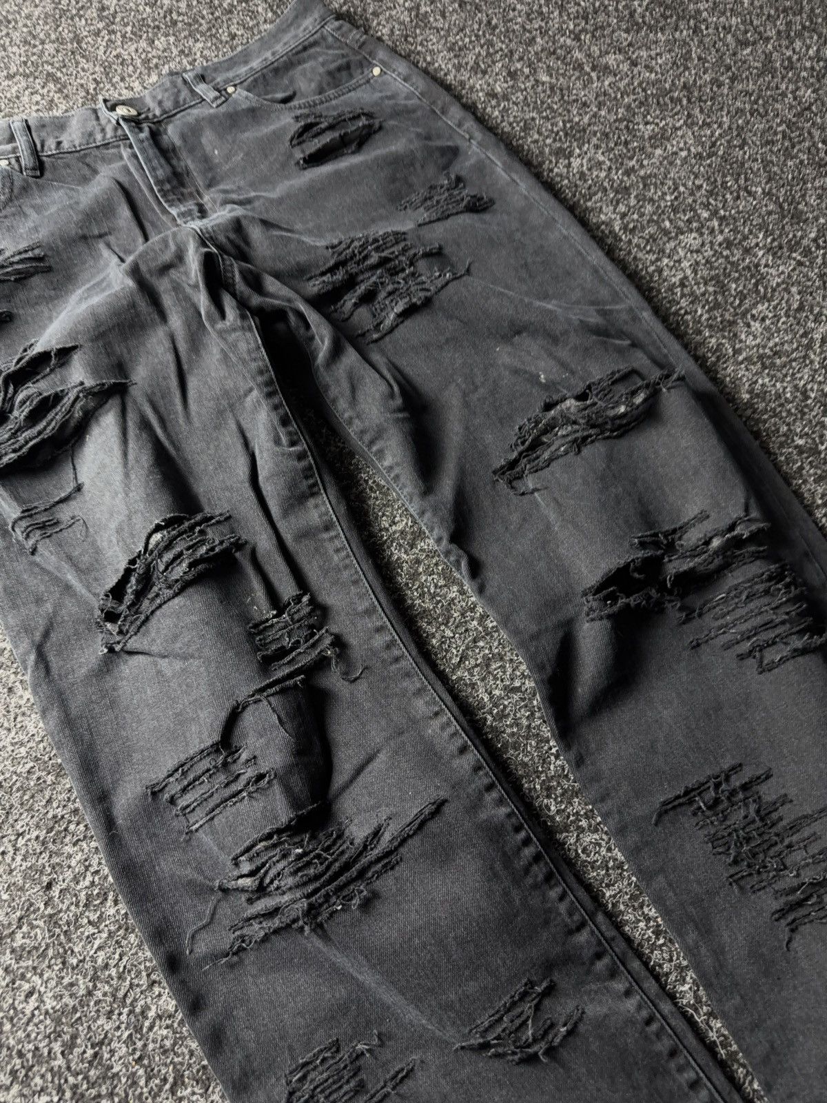 Diesel Luxury Y2K Diesel Niclah Heavy Distressed Washed Black Jeans Size 31" - 5 Thumbnail