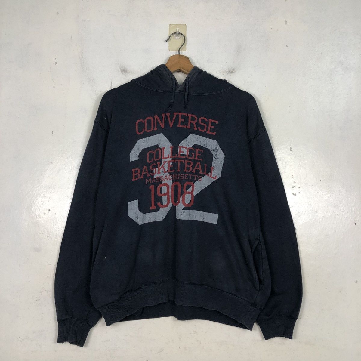 Vintage 📌Hoodie Pull Over Converse Big Logo Over Print Size US L / EU 52-54 / 3 - 13 Thumbnail