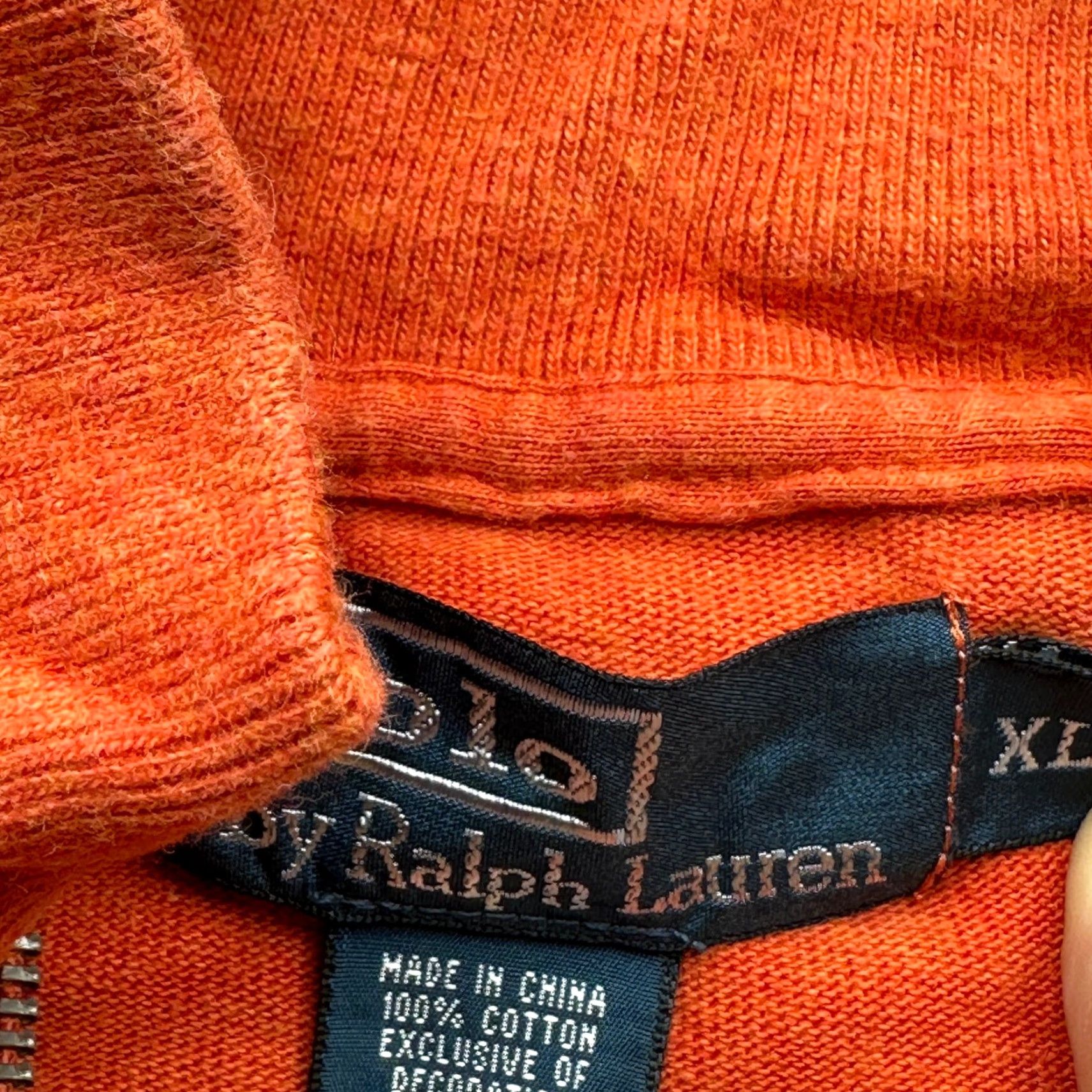 Polo Ralph Lauren Polo by Ralph Lauren 1/4 Zip Orange Pullover Sweater Men XL Ribbed Pony Logo Red Shirt Size US XL / EU 56 / 4 - 3 Thumbnail