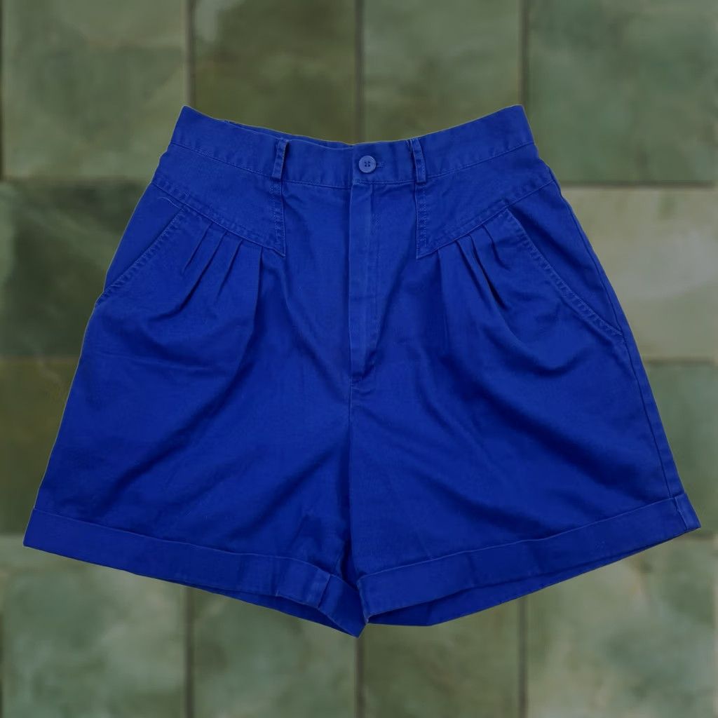 Casablanca VINTAGE Casablanca Shorts Womens 10 High Waisted 1980s Hipster Mom Shorts 80s Blue Cotton Polyester Casual Business Women's Stocked 10 Size 32" / US 10 / IT 46 - 1 Thumbnail