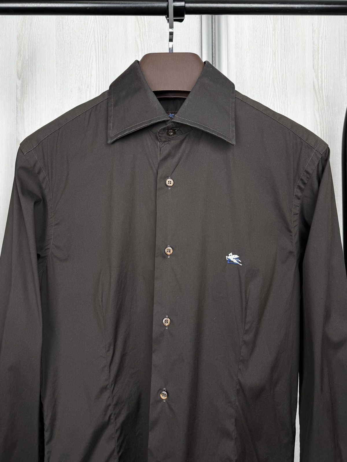 Etro ETRO Milano brown cotton blend basic plain shirt size 39 Size US M / EU 48-50 / 2 - 3 Thumbnail