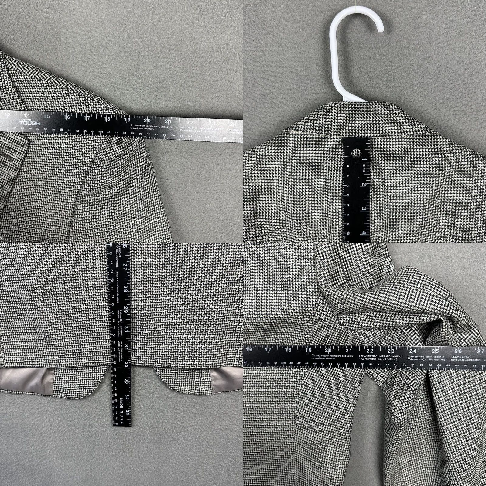 Hart Schaffner Marx Hart Schaffner Marx Mens Blazer Sport Coat Wool Beige Houndstooth 42L Size 42R - 10 Thumbnail