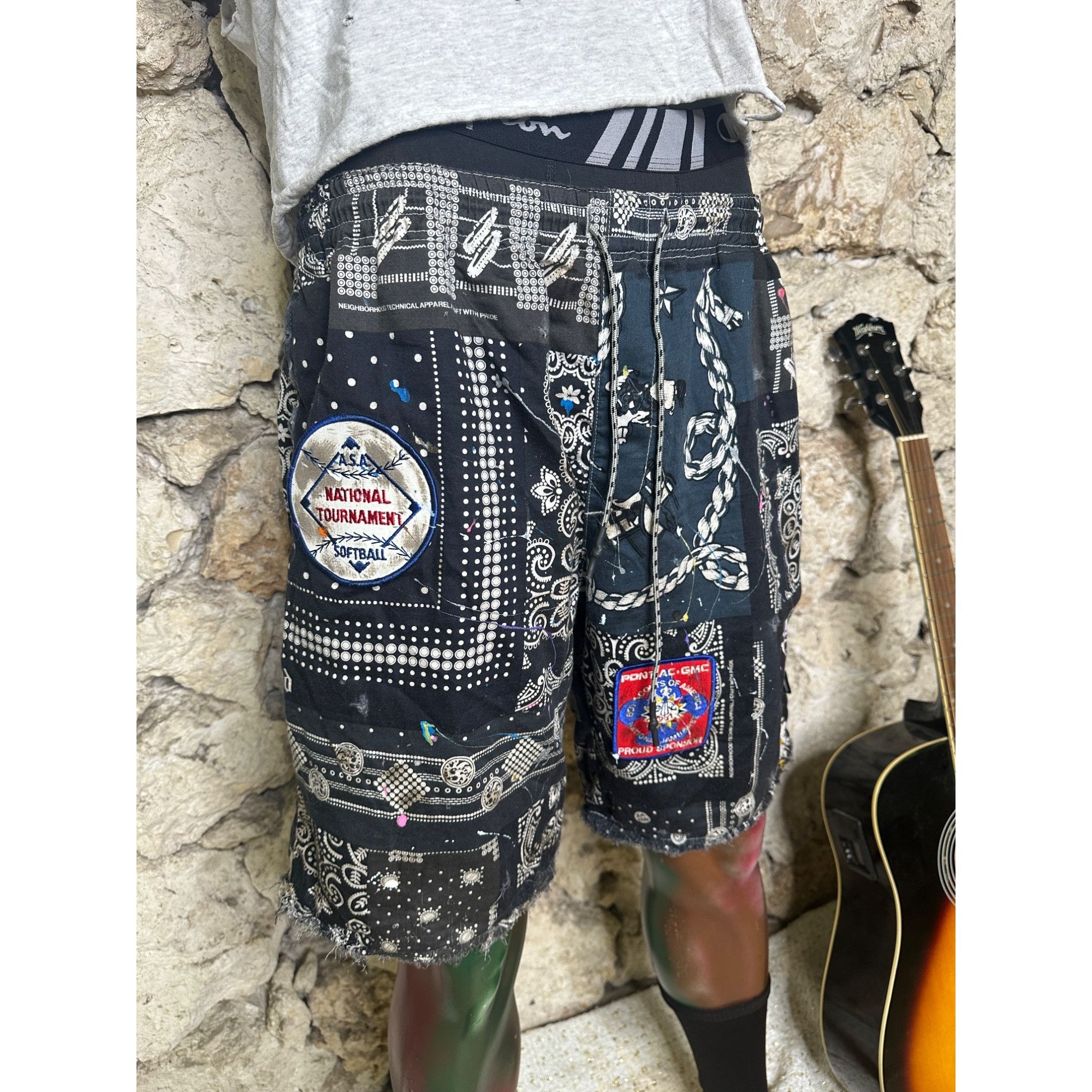 Handmade × Neighborhood DRO Lab Custom 1/1 ART x Neighborhood Bandana Paisley Bermu Size US 35 - 14 Thumbnail