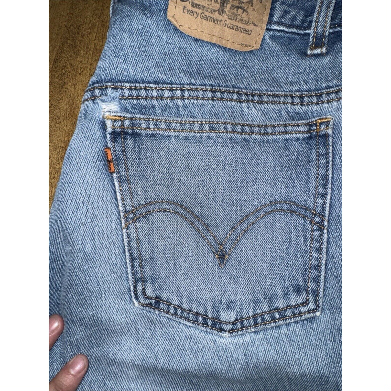 Levi's × Vintage Vintage Levi’s Orange Tab 32x32 Distressed Denim Light Blue Size US 32 / EU 48 - 2 Thumbnail