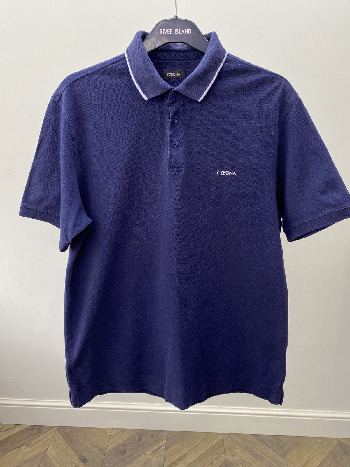Z Zegna Vintage Z Zegna Navy Embroidered Logo Polo Shirt Size US L / EU 52-54 / 3 - 2 Thumbnail