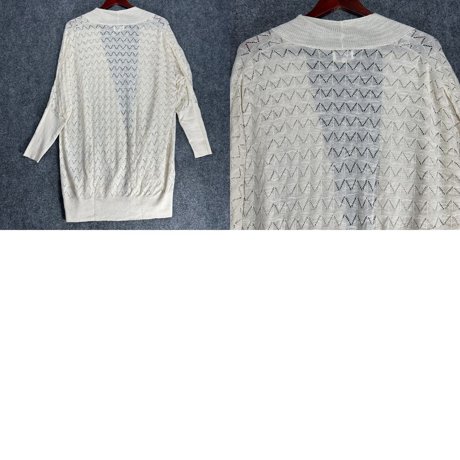 Lucky Brand Lucky Brand Cardigan Sweater Womens Small Open Knit 3/4 Sleeve Beige Linen Blend V-Neck Summer Fall Winter Size S / US 4 / IT 40 - 8 Thumbnail