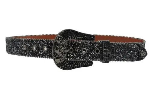 V::Room All Black Shiny Rivet Design PU Leather Belt Size ONE SIZE - 4 Thumbnail
