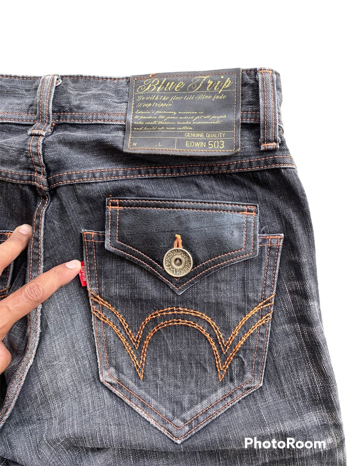 Edwin × Japanese Brand Baggy Jeans Edwin BTF503 Faded Black Grunge Jeans Size US 32 / EU 48 - 9 Thumbnail