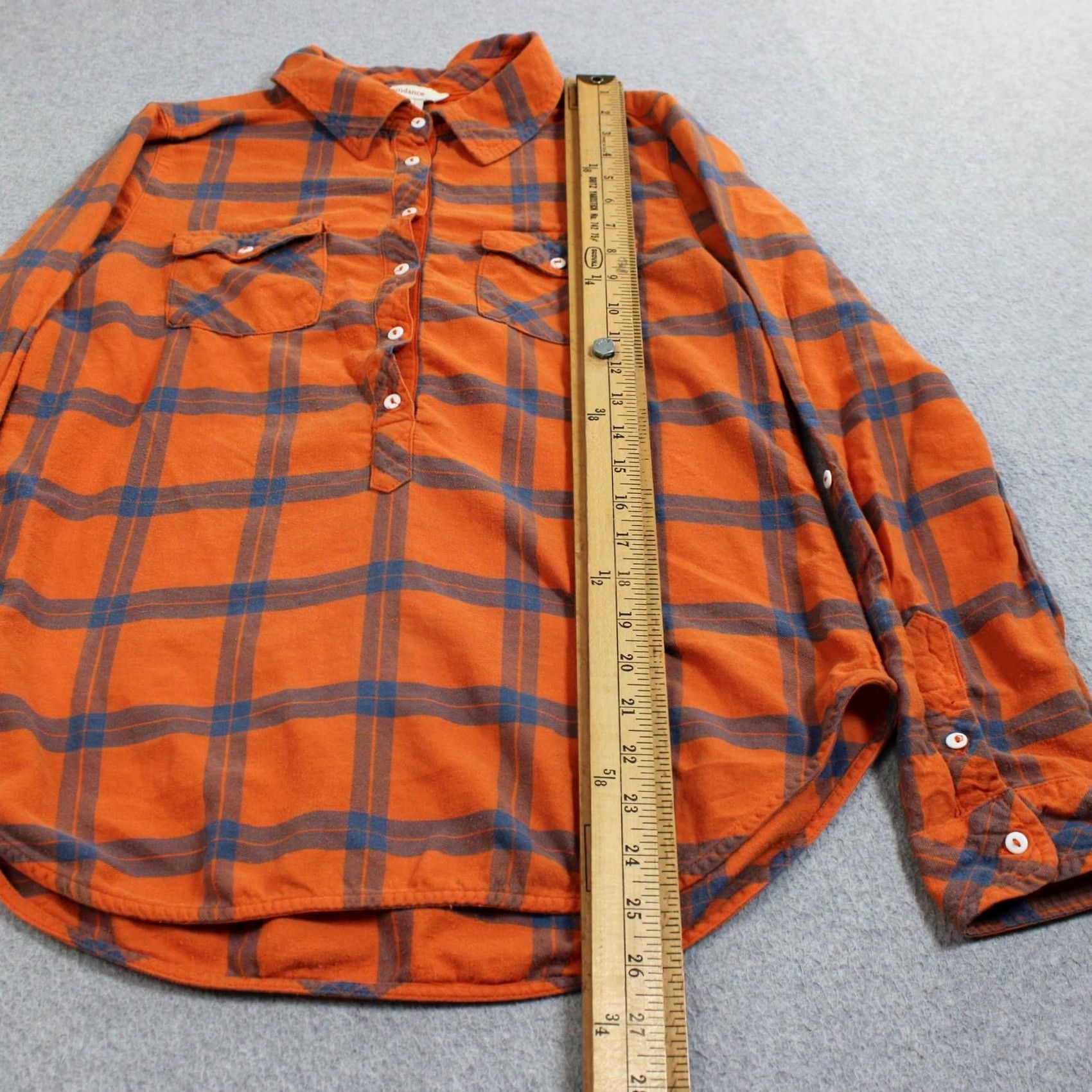 Vintage Sundance Women Large Orange Plaid Button Up Shirt Size L / US 10 / IT 46 - 4 Thumbnail