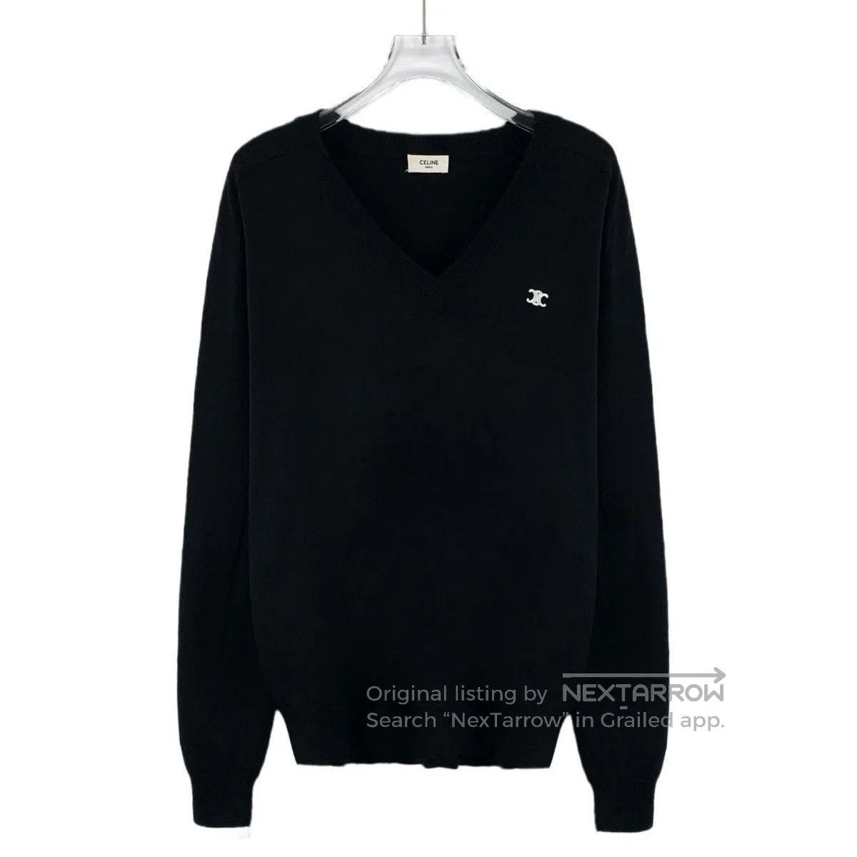 Celine Black V-Neck Long Sleeve Sweater. Size US S / EU 44-46 / 1 - 1 Thumbnail