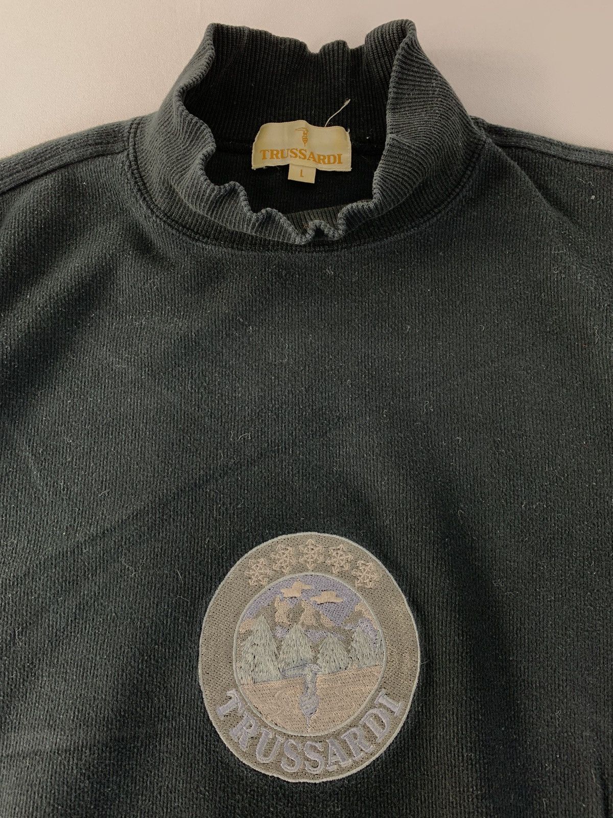 Vintage 90s Trussardi Turtle Neck Sweatshirt Embroidery Logo Size US L / EU 52-54 / 3 - 3 Thumbnail