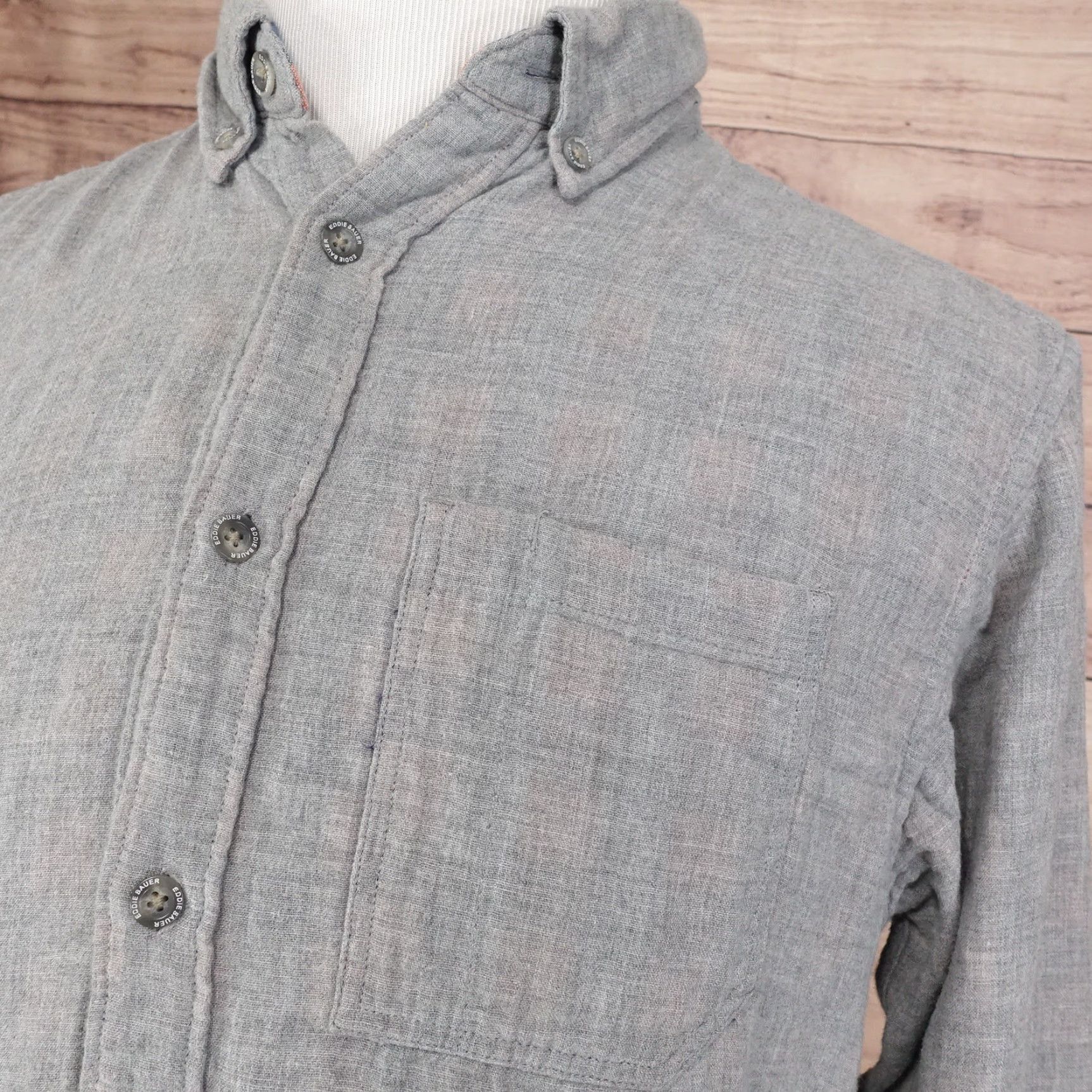 Eddie Bauer EDDIE BAUER Classic Fit Button-Up Shirt Mens M Medium Gray Long Sleeve Cotton Casual Workwear Size US M / EU 48-50 / 2 - 2 Thumbnail