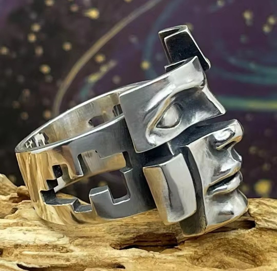 Jewelry × Vintage Adjustable Vintage Splitter Human Face Ring Size ONE SIZE - 2 Thumbnail