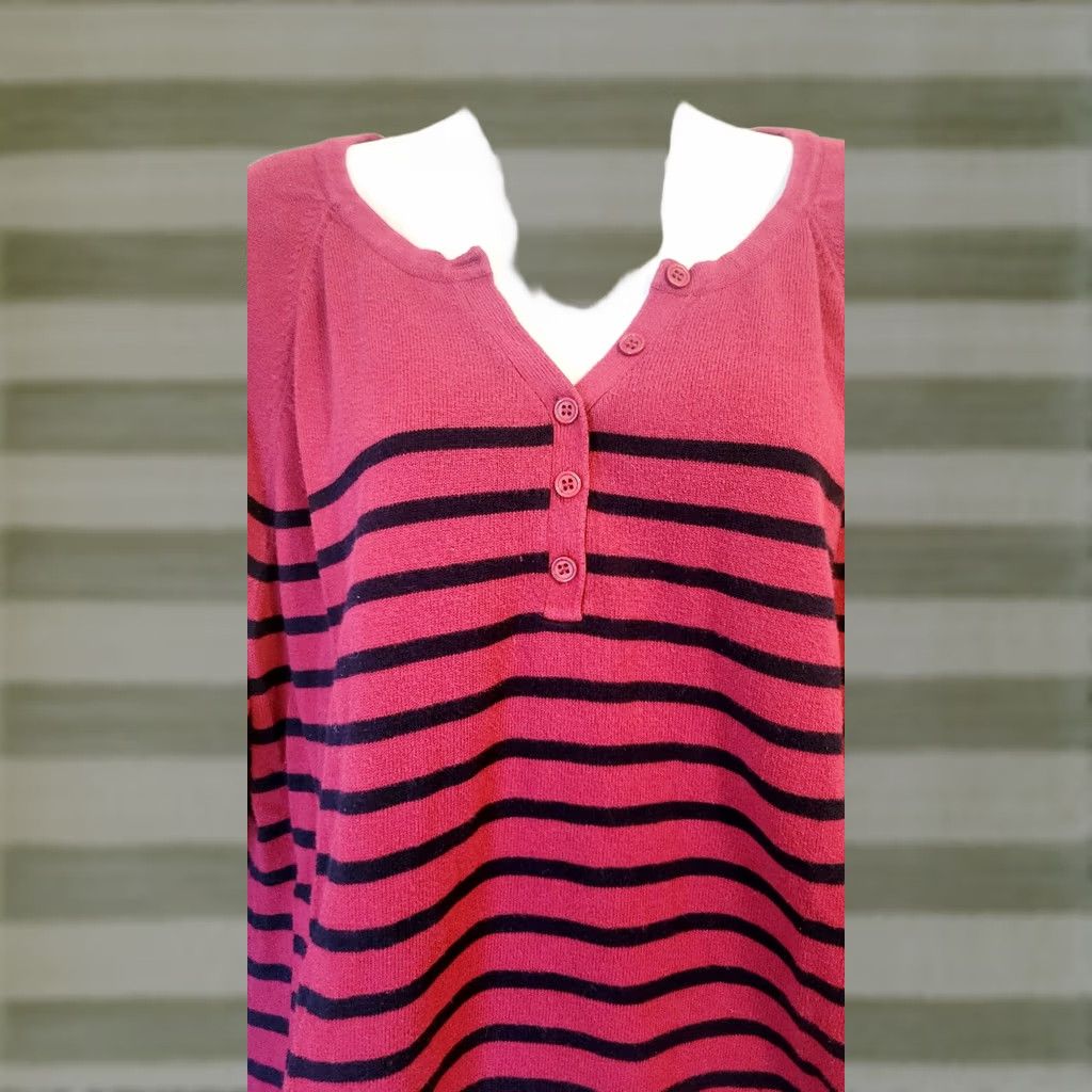 Greats Great Northwest Indigo Striped Lightweight Sweater L Pink Black Womens Pullover Regular Long Sleeve Round Neck Casual"} Size L / US 10 / IT 46 - 1 Thumbnail