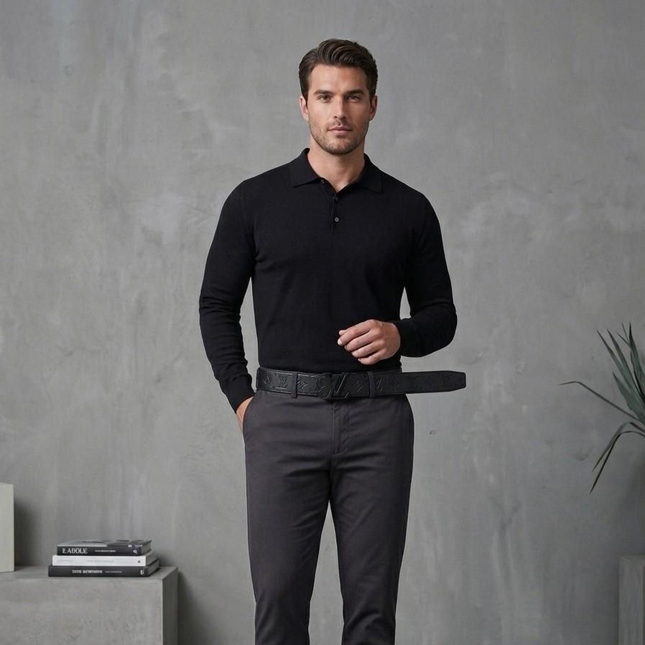 Other Men's black belt with prints, black metal letter buckle Size ONE SIZE - 1 Thumbnail