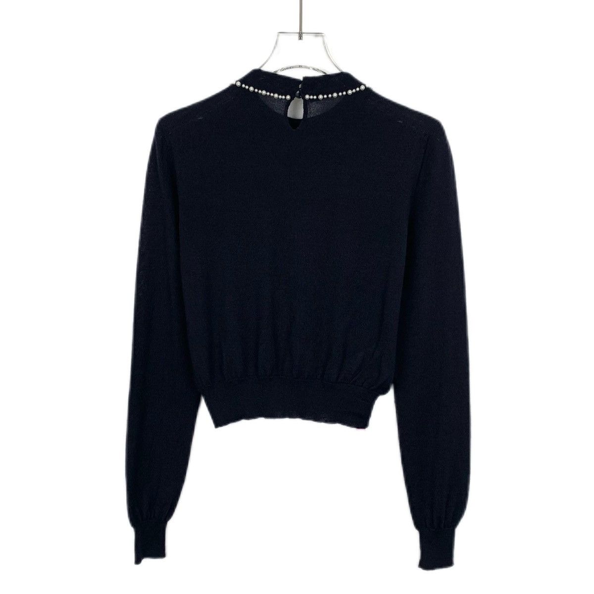 Miu Miu MiuMiu Black Pearl Bow Cashmere Long Sleeve Knit Top K26WX Size XS / US 0-2 / IT 36-38 - 2 Thumbnail
