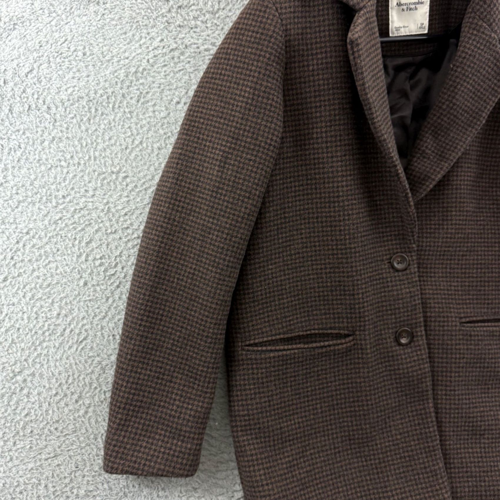 Abercrombie & Fitch Abercrombie & Fitch Coat Womens PS Brown Wool Houndstooth Blazer Jacket Preppy Size S / US 4 / IT 40 - 4 Thumbnail